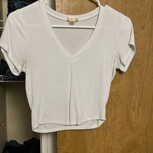 White V-neck tee